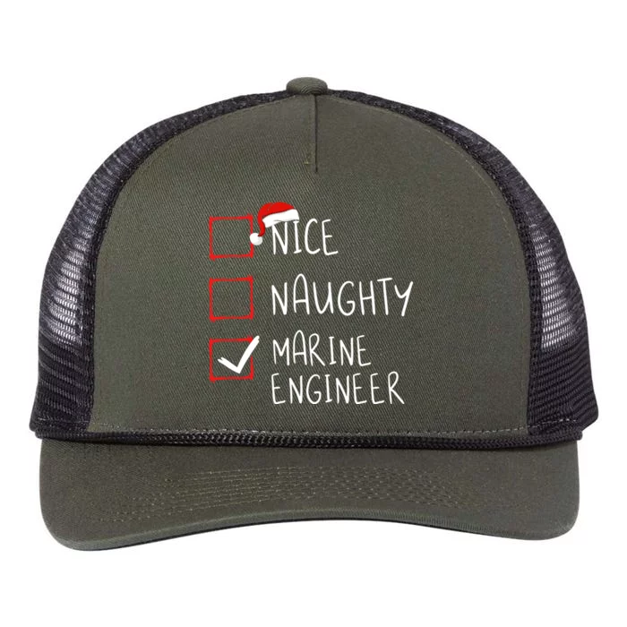 Nice Naughty Marine Engineer Christmas List Xmas Santa Claus Meaningful Gift Retro Rope Trucker Hat Cap