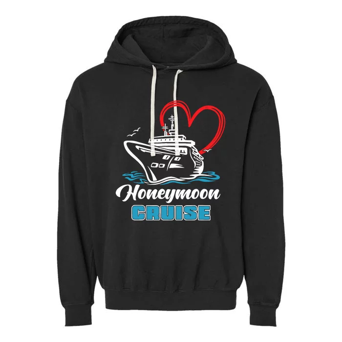 Newlywed Newly Married Cruising Matching Honeymoon Cruise Garment-Dyed Fleece Hoodie