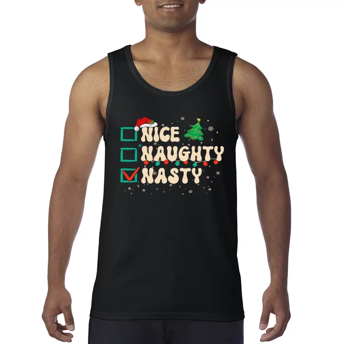 Nice Naughty Nasty List Xmas Santa Claus PJs Funny Tank Top