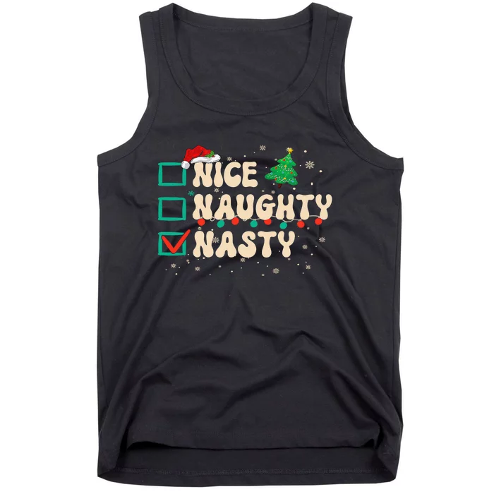 Nice Naughty Nasty List Xmas Santa Claus PJs Funny Tank Top