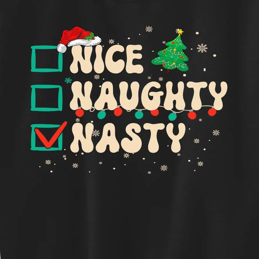 Nice Naughty Nasty List Xmas Santa Claus PJs Funny Kids Sweatshirt