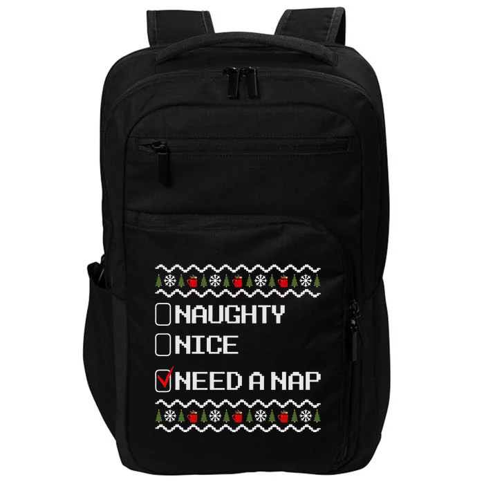 Naughty Nice Need A Nap  Ugly Christmas Outfit Funny Impact Tech Backpack