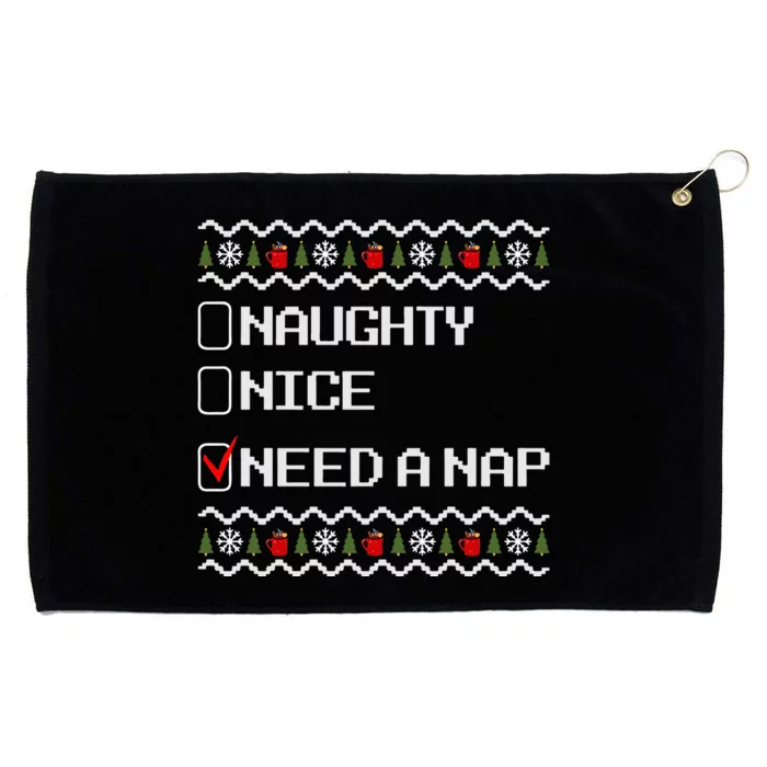 Naughty Nice Need A Nap  Ugly Christmas Outfit Funny Grommeted Golf Towel