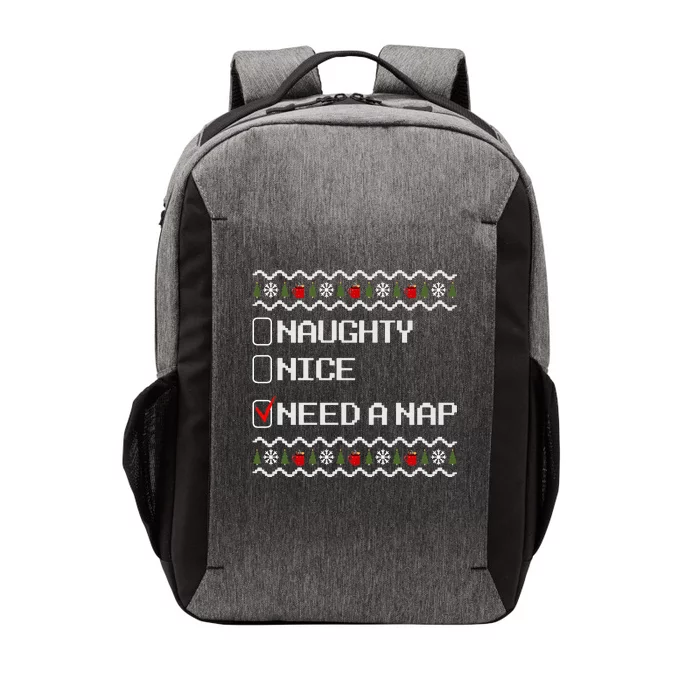 Naughty Nice Need A Nap  Ugly Christmas Outfit Funny Vector Backpack