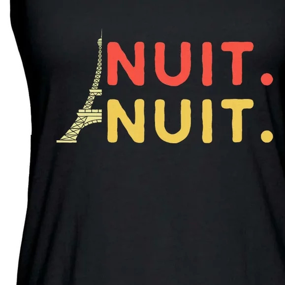 Nuit Nuit Night Night French Words Paris Tower Eiffel Ladies Essential Flowy Tank