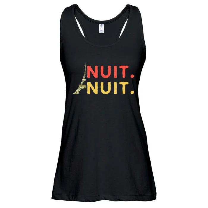 Nuit Nuit Night Night French Words Paris Tower Eiffel Ladies Essential Flowy Tank