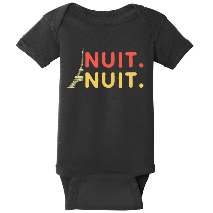 Nuit Nuit Night Night French Words Paris Tower Eiffel Baby Bodysuit