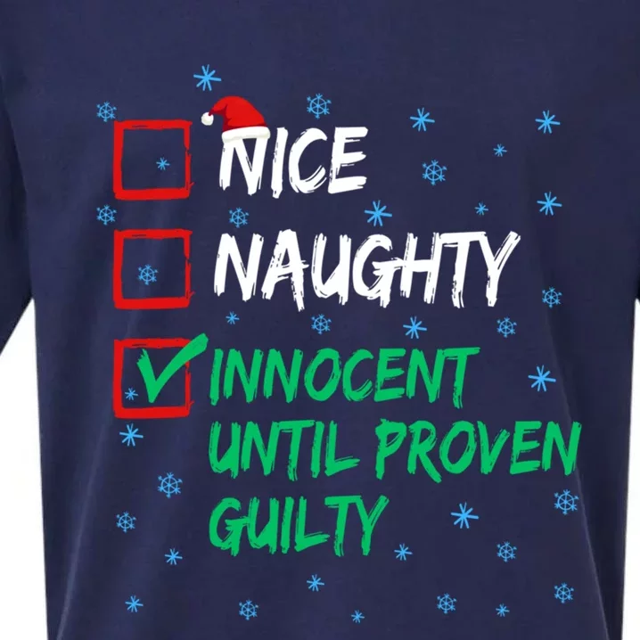 Nice Naughty Nice Naughty Innocent Until Proven Guilty List Funny Gift Sueded Cloud Jersey T-Shirt