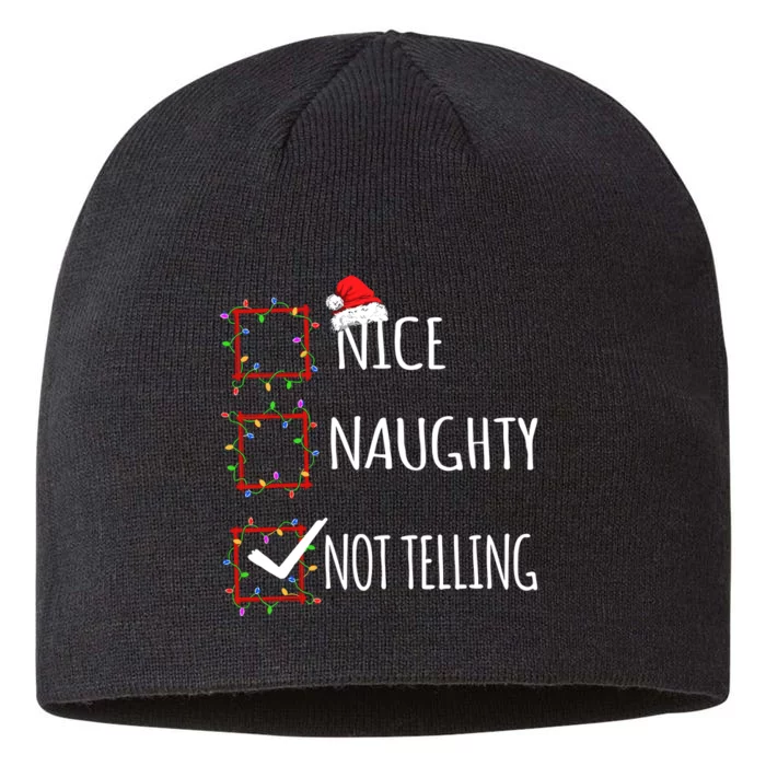 Nice Naughty Not Telling Christmas List Santa Claus Funny 8 1/2in Sustainable Knit Beanie