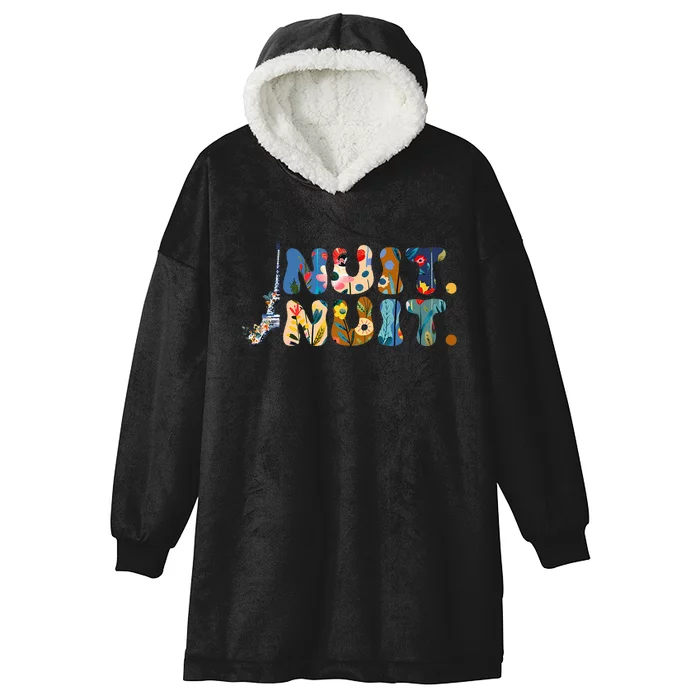 Nuit Nuit Night Night French Words Paris Tower Hooded Wearable Blanket