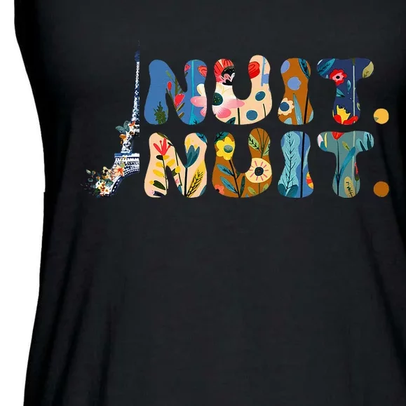 Nuit Nuit Night Night French Words Paris Tower Ladies Essential Flowy Tank