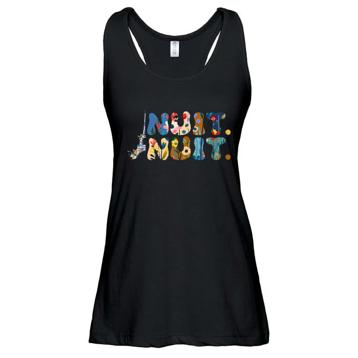 Nuit Nuit Night Night French Words Paris Tower Ladies Essential Flowy Tank