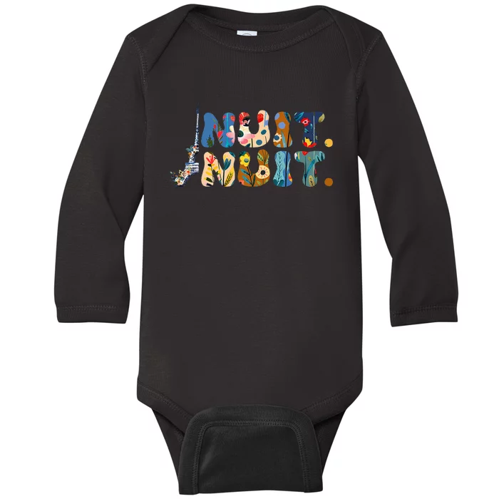 Nuit Nuit Night Night French Words Paris Tower Baby Long Sleeve Bodysuit