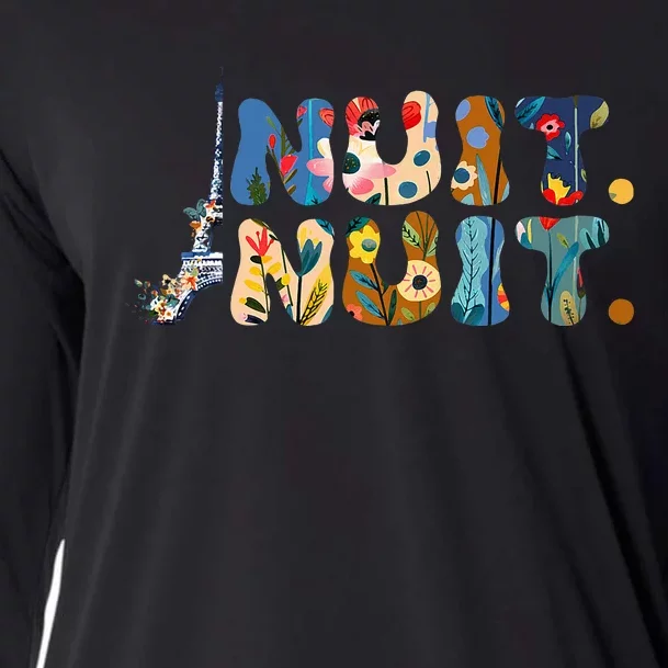 Nuit Nuit Night Night French Words Paris Tower Cooling Performance Long Sleeve Crew