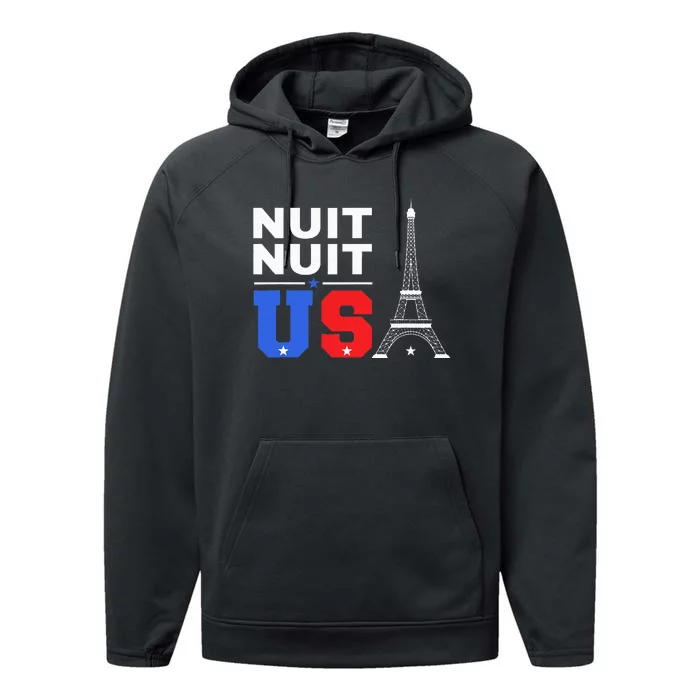 Nuit Nuit Night Night French Words Paris Tower Eiffel Performance Fleece Hoodie