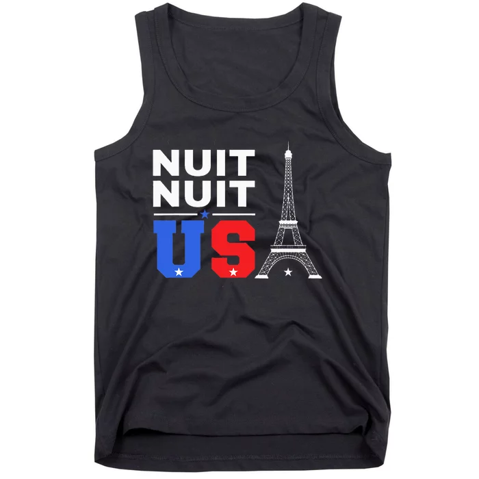 Nuit Nuit Night Night French Words Paris Tower Eiffel Tank Top