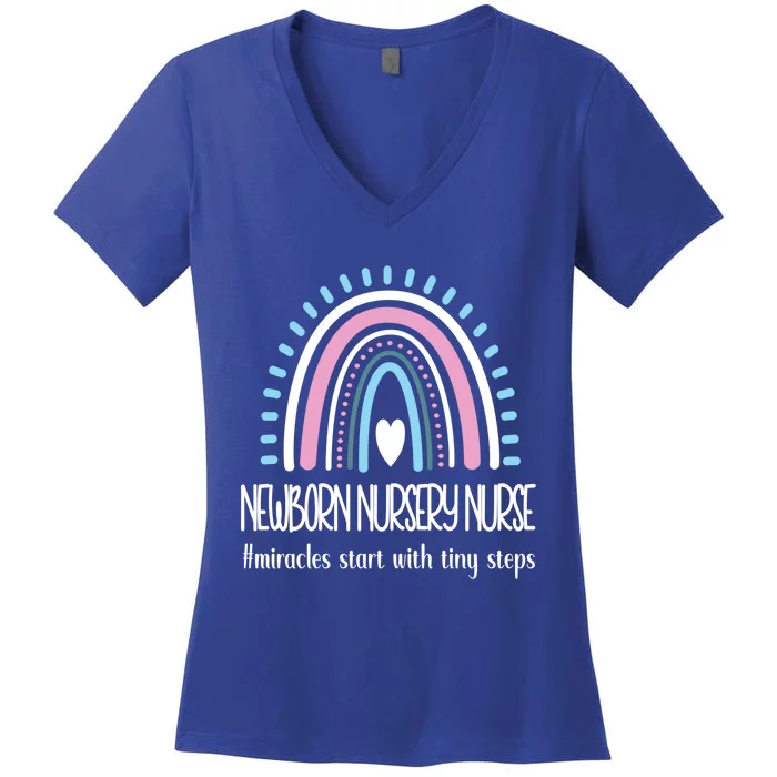 Newborn Nursery Nurse Rainbow Proud Nursery Nurse Gift Women's V-Neck T-Shirt