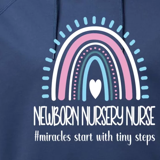 Newborn Nursery Nurse Rainbow Proud Nursery Nurse Gift Performance Fleece Hoodie