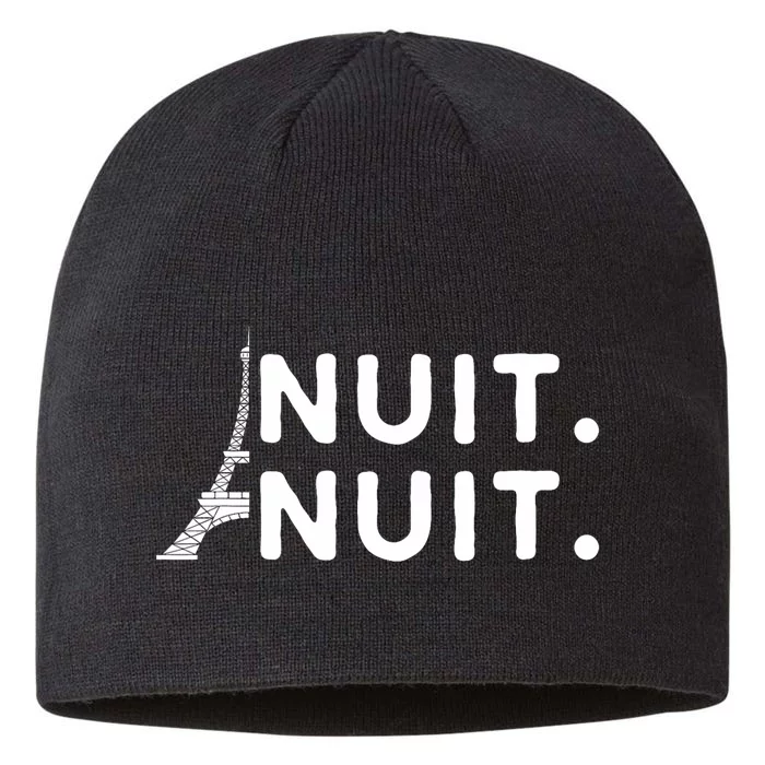 Nuit Nuit Night Night French Words Paris Tower Eiffel 8 1/2in Sustainable Knit Beanie