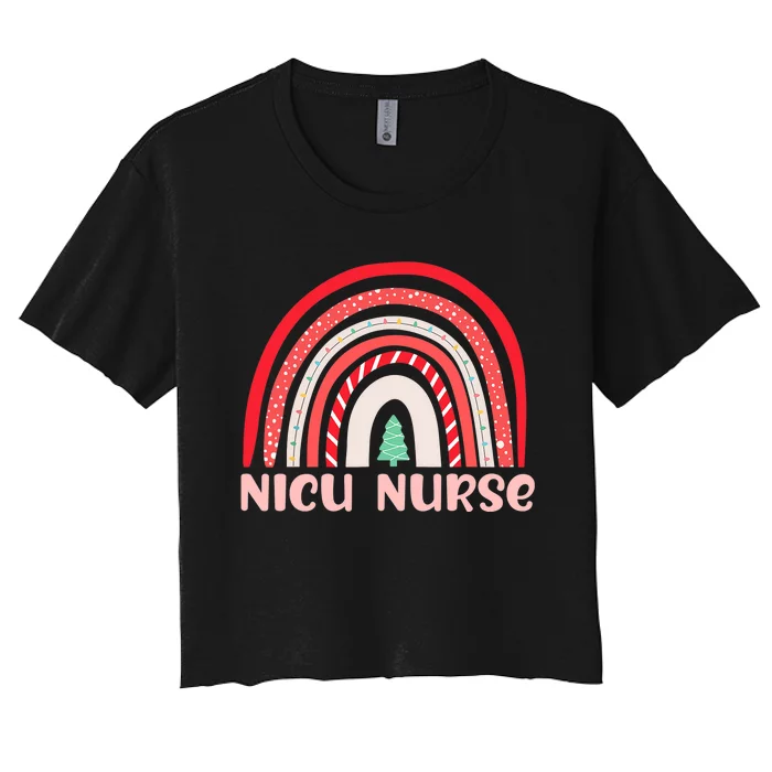 NICU Nurse Neonatal Tiny Crew Christmas Holiday Nutcracker Women's Crop Top Tee