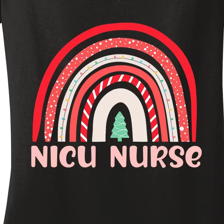 NICU Nurse Neonatal Tiny Crew Christmas Holiday Nutcracker Women's V-Neck T-Shirt