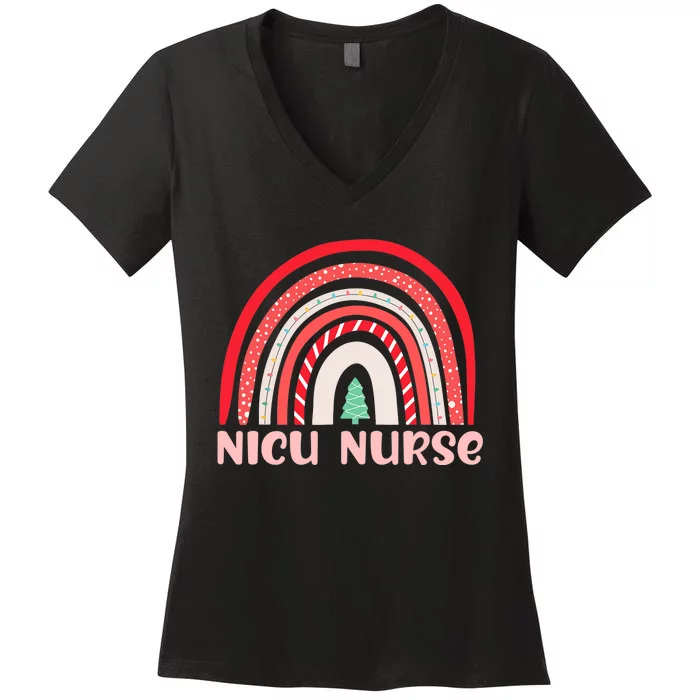 NICU Nurse Neonatal Tiny Crew Christmas Holiday Nutcracker Women's V-Neck T-Shirt