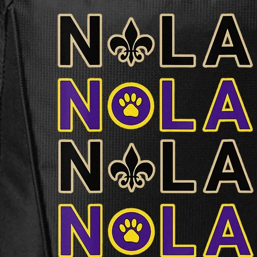 Nola New Orleans La We Love New Orleans Black Purple Gold City Backpack