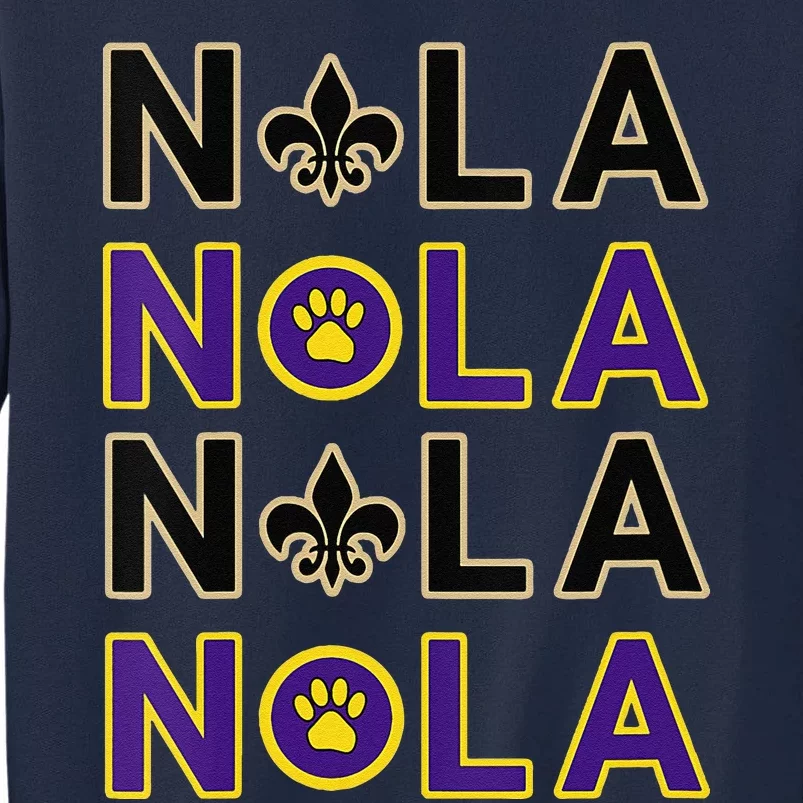 Nola New Orleans La We Love New Orleans Black Purple Gold Tall Sweatshirt