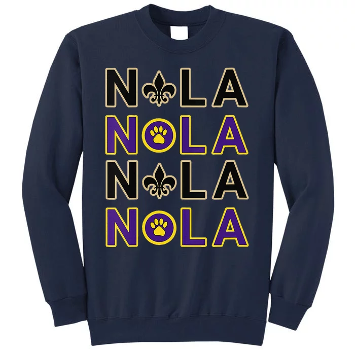 Nola New Orleans La We Love New Orleans Black Purple Gold Tall Sweatshirt