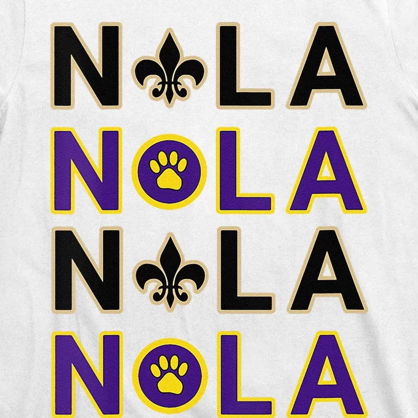 Nola New Orleans La We Love New Orleans Black Purple Gold T-Shirt