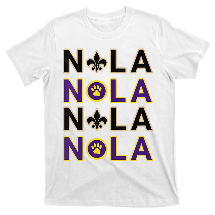 Nola New Orleans La We Love New Orleans Black Purple Gold T-Shirt