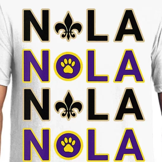 Nola New Orleans La We Love New Orleans Black Purple Gold Pajama Set