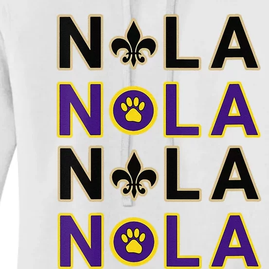 Nola New Orleans La We Love New Orleans Black Purple Gold Women's Pullover Hoodie