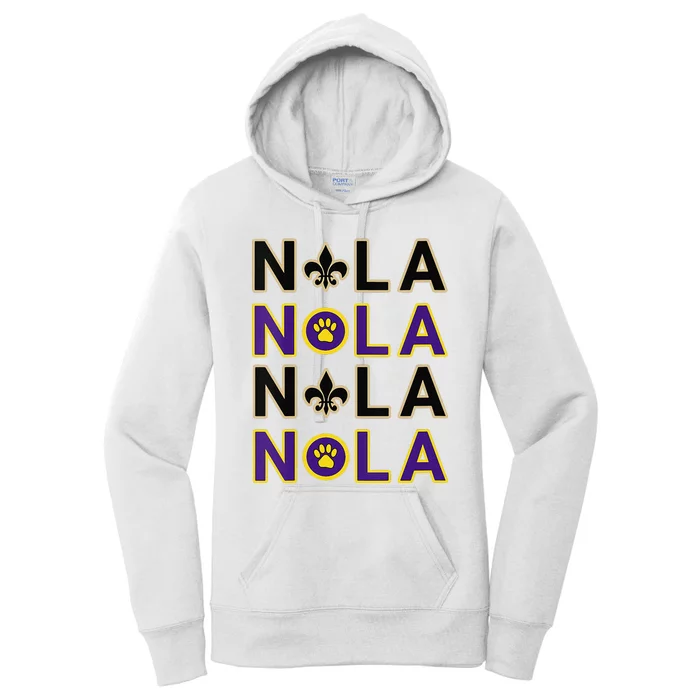 Nola New Orleans La We Love New Orleans Black Purple Gold Women's Pullover Hoodie