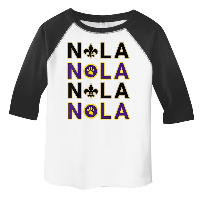 Nola New Orleans La We Love New Orleans Black Purple Gold Toddler Fine Jersey T-Shirt