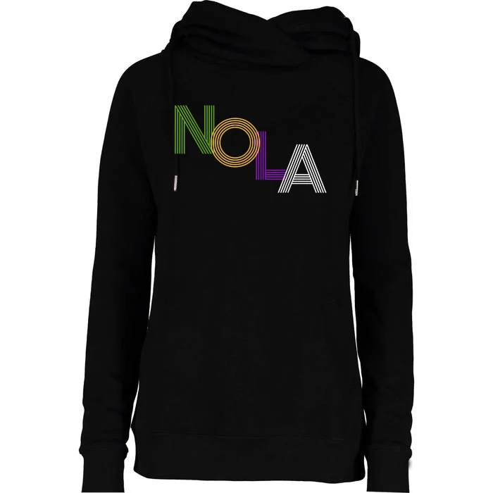 Nola New Orleans Retro Vintage Mardi Gras Souvenir Gift Womens Funnel Neck Pullover Hood