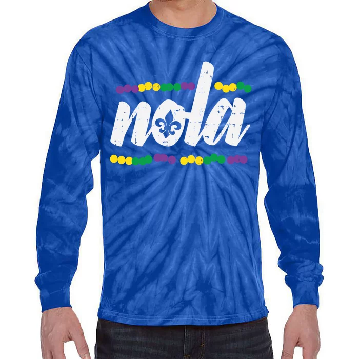 Nola New Orleans Louisiana Jester Funny Mardi Gras Carnival Gift Tie-Dye Long Sleeve Shirt