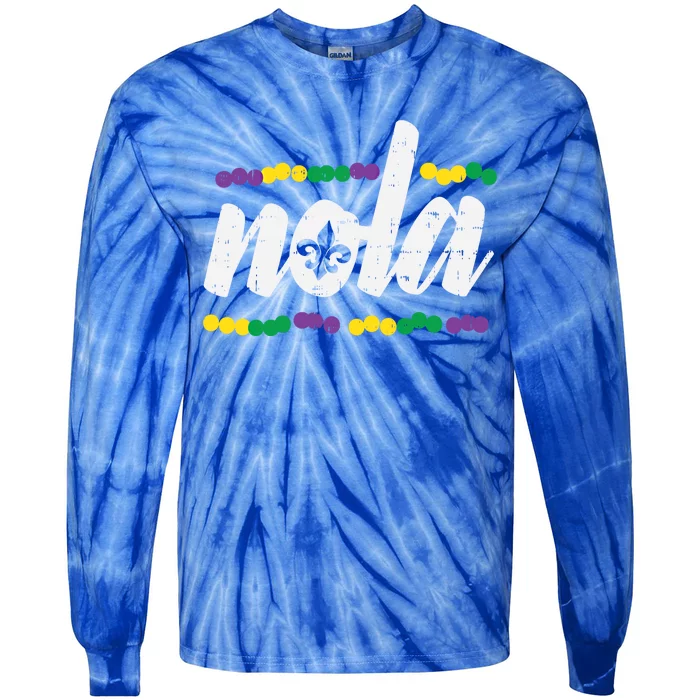 Nola New Orleans Louisiana Jester Funny Mardi Gras Carnival Gift Tie-Dye Long Sleeve Shirt