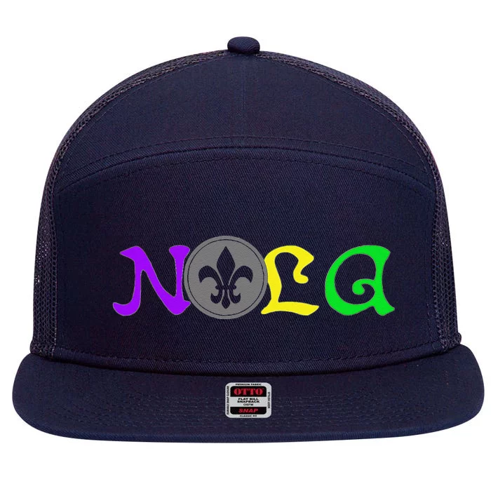 Nola New Orleans Mardi Gras 504 7 Panel Mesh Trucker Snapback Hat