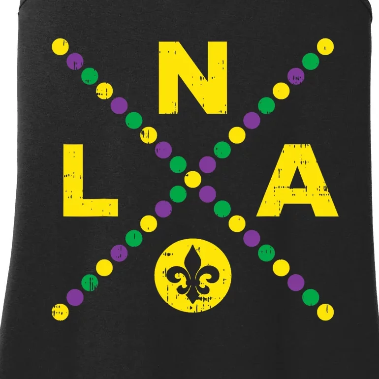 Nola New Orleans Louisiana Jester Funny Mardi Gras Carnival Ladies Essential Tank