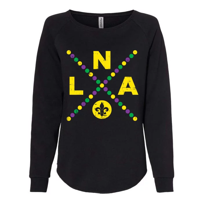 Nola New Orleans Louisiana Jester Funny Mardi Gras Carnival Womens California Wash Sweatshirt