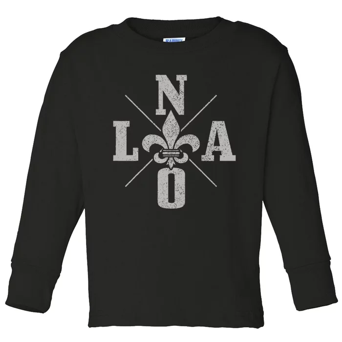 Nola New Orleans Vintage Pride Toddler Long Sleeve Shirt