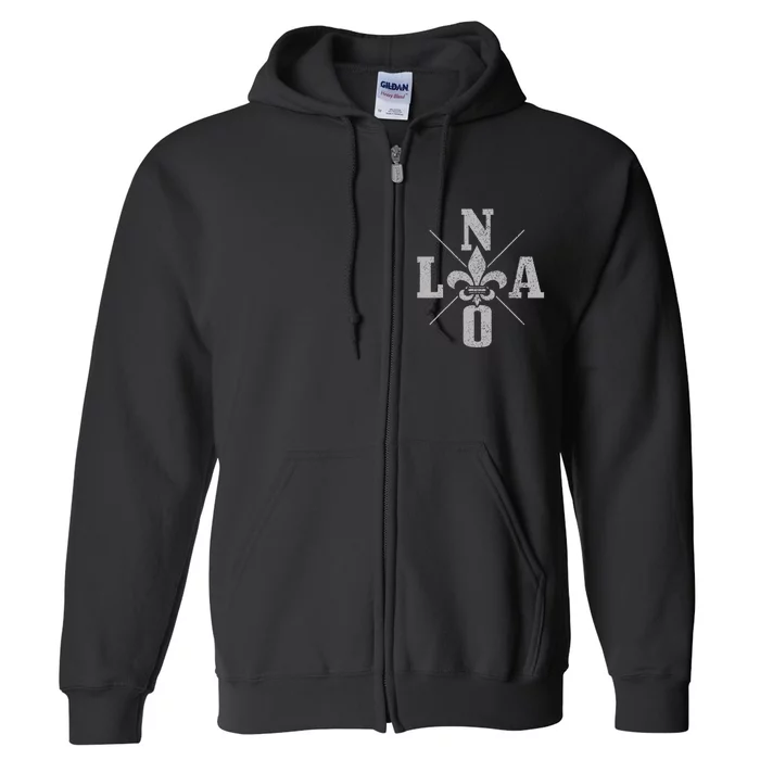 Nola New Orleans Vintage Pride Full Zip Hoodie