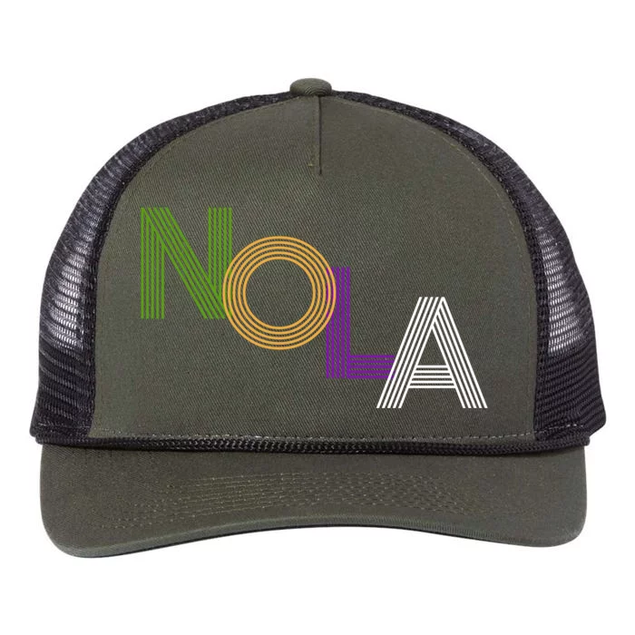 Nola New Orleans Retro Vintage Mardi Gras Souvenir Gift Retro Rope Trucker Hat Cap