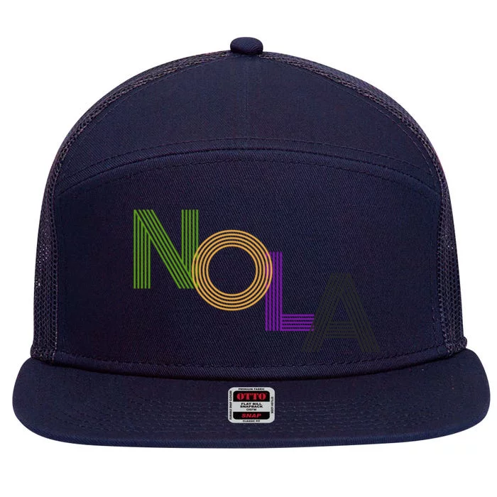 Nola New Orleans Retro Vintage Mardi Gras Souvenir Gift 7 Panel Mesh Trucker Snapback Hat