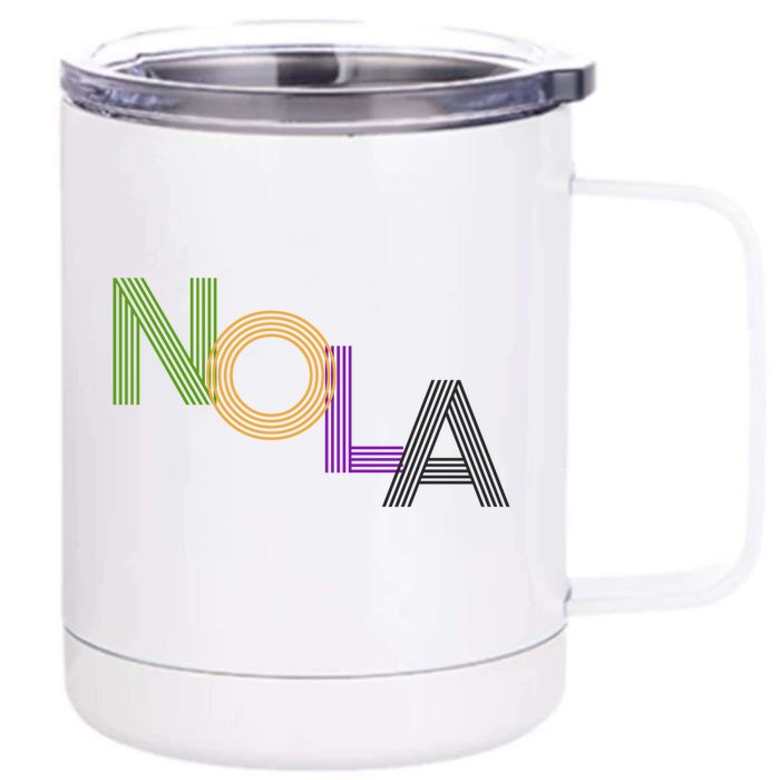 Nola New Orleans Retro Vintage Mardi Gras Souvenir Gift Front & Back 12oz Stainless Steel Tumbler Cup