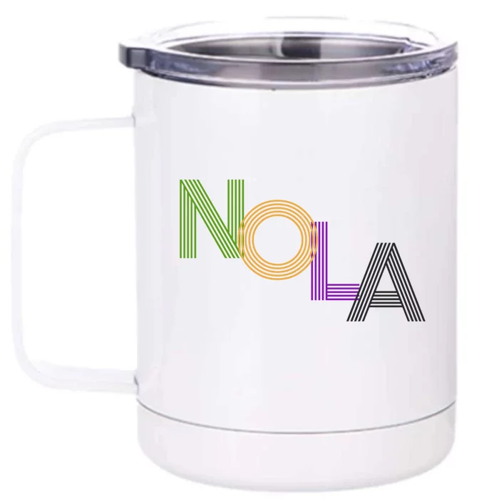 Nola New Orleans Retro Vintage Mardi Gras Souvenir Gift Front & Back 12oz Stainless Steel Tumbler Cup