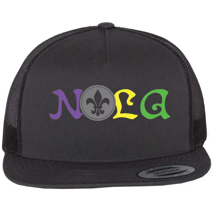 Nola New Orleans Mardi Gras 504 Flat Bill Trucker Hat