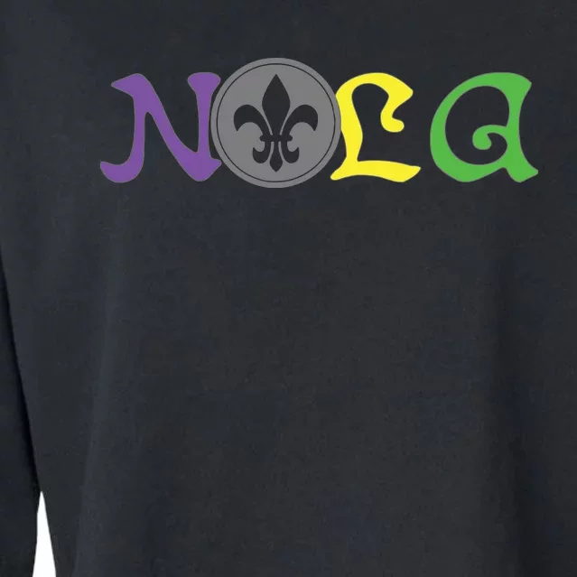 Nola New Orleans Mardi Gras 504 Cropped Pullover Crew