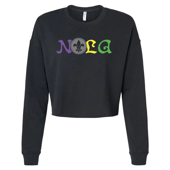 Nola New Orleans Mardi Gras 504 Cropped Pullover Crew